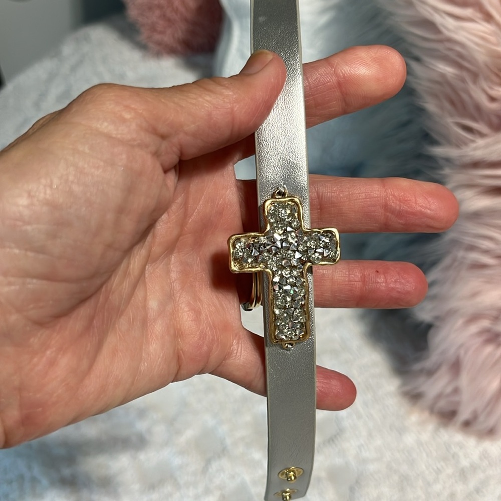 Elegant Gold and Silver Cross Bracelet